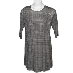 41 Hawthorn Size 2X Sheath Dress 3/4 Sleeve Black Plaid Pockets Business Wear